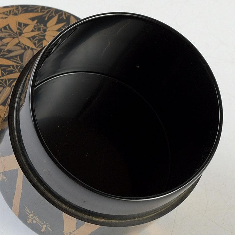 茶道具　高橋峯房作　竹林蒔絵　中棗　共箱　V　9524