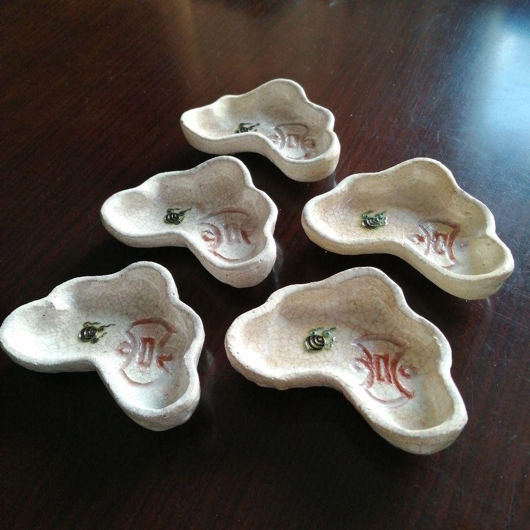 京焼　雲形豆皿　5枚　10cm　江戸中期〜後期