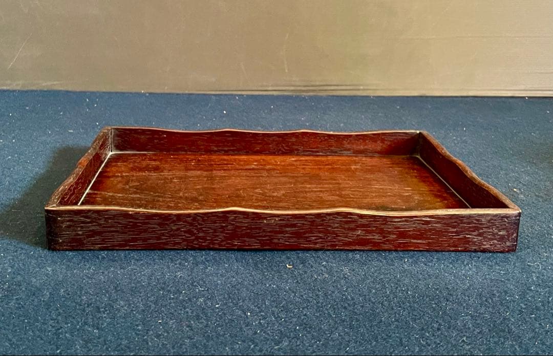 「祖」 唐木 煎茶盆 紅木 香盆 長方盆 拝見盆 (A)