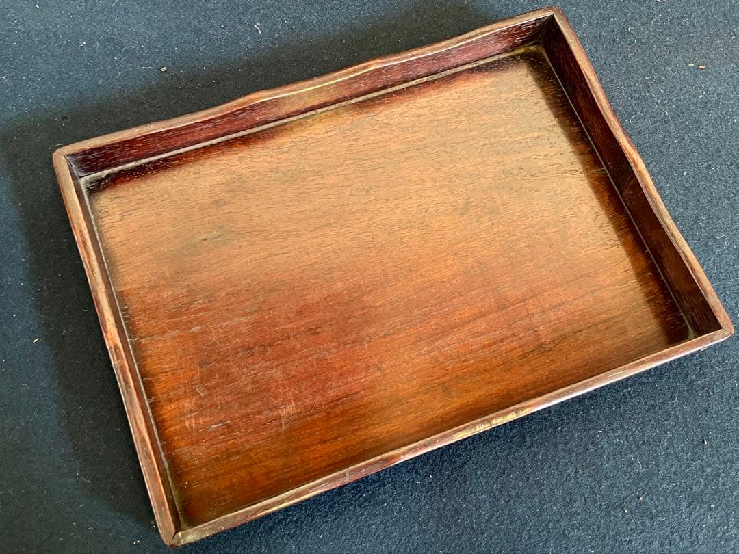 「祖」 唐木 煎茶盆 紅木 香盆 長方盆 拝見盆 (A)