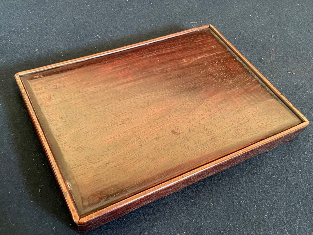 「祖」 唐木 煎茶盆 紅木 香盆 長方盆 拝見盆 (A)