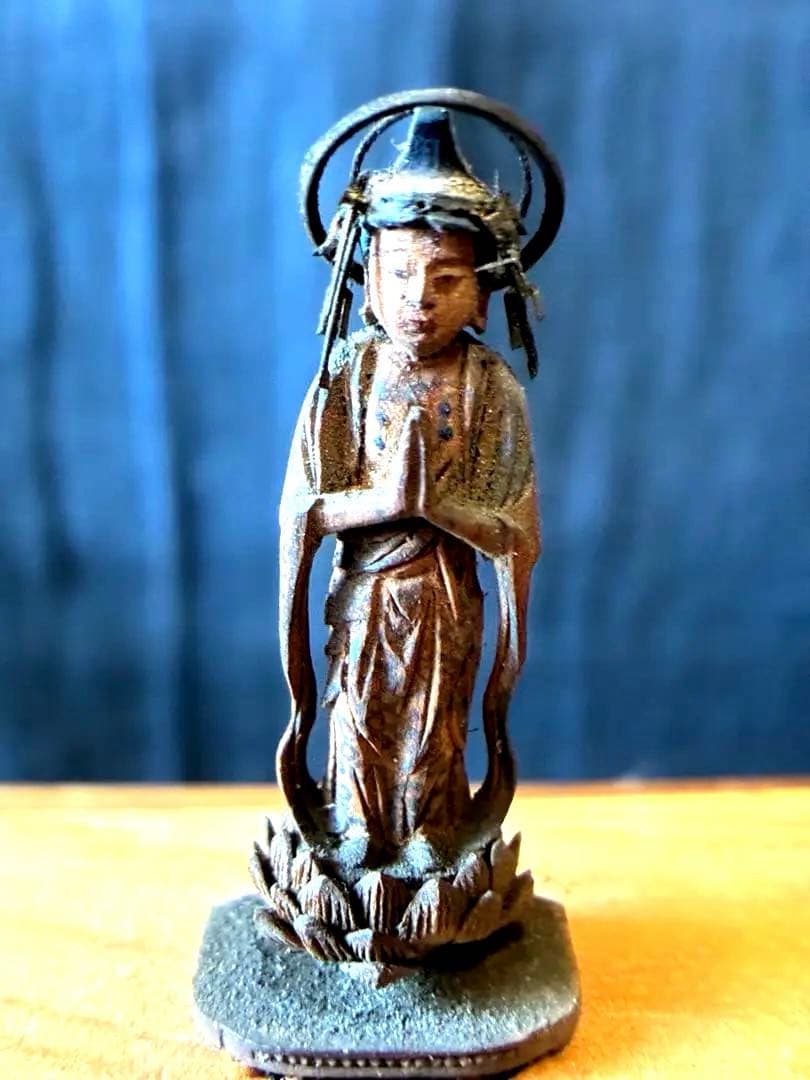 小さな　小さな合掌木彫り仏　極小木彫り仏　江戸時代