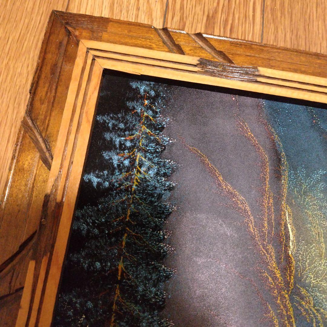 サンチェス ウルフ 狼 遠吠え 絵画 メキシコ 布地 お洒落 個性的 木製 額縁