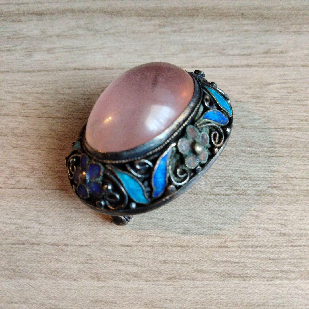 SILVER ローズクォーツ ブローチ