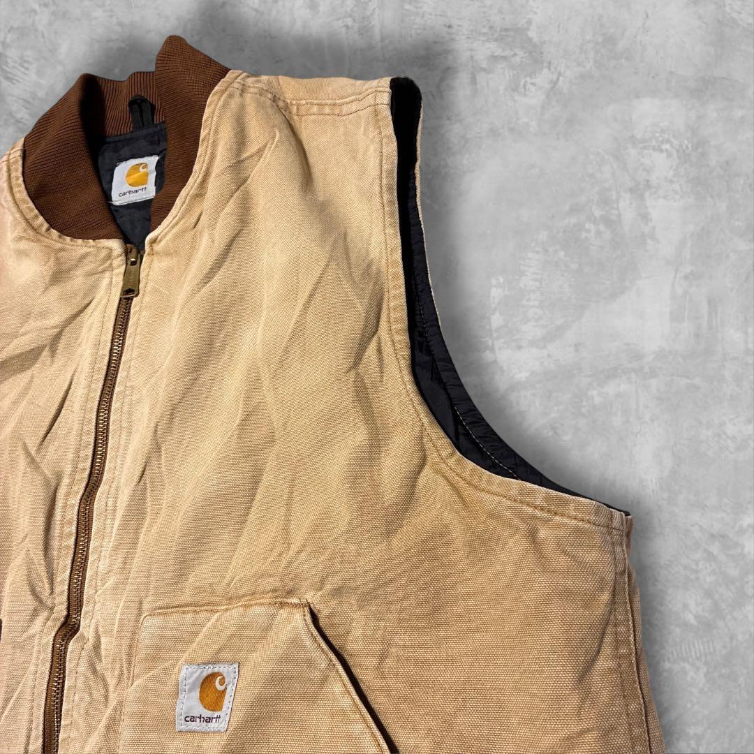 Carhartt ダックベスト 00s当時物 フェードキャメル中綿キルトXL相当