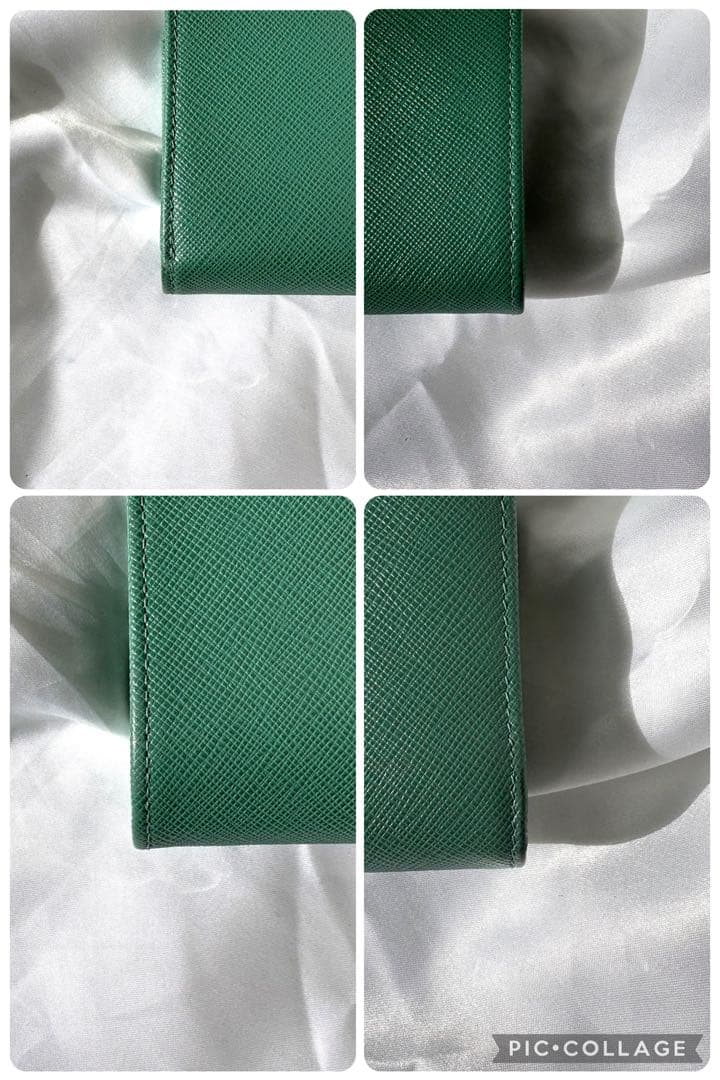 極美品/現行✨ プラダ 折り財布 三角ロゴ バイカラー サフィアーノレザー