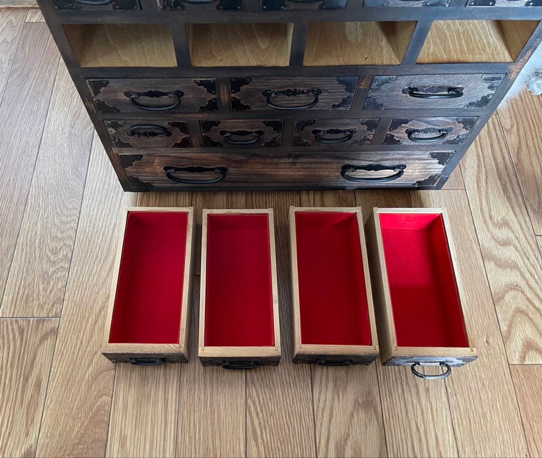 和風木製タンス 古引き出し 小引き出し 小箪笥 車箪笥