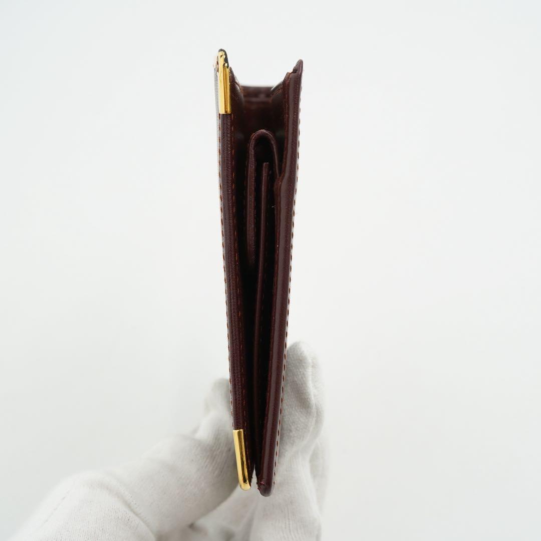 ✨未使用・付属品完備✨　カルティエ　二つ折り　マストライン　レザー　ボルドー