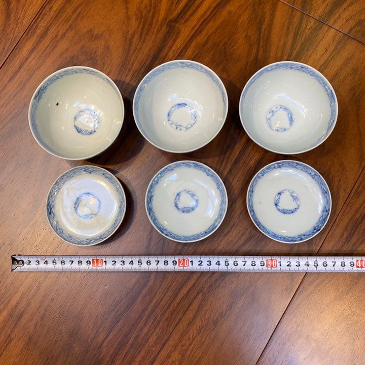 古伊万里染付蓋付き飯茶碗　3個セット