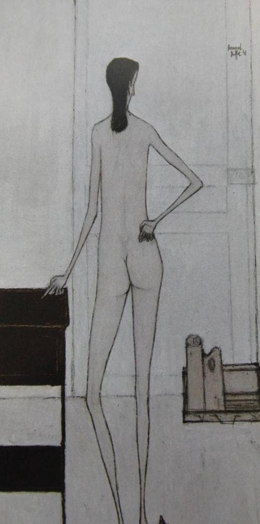 ベルナール・ビュッフェ、「Femme nue de dos」、希少画集の額装画