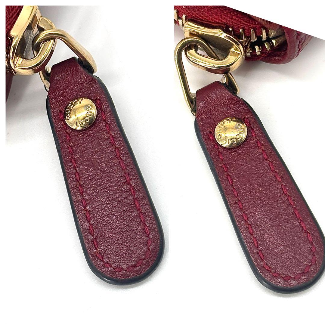 ✨美品✨GUCCI　二つ折り 財布　GG柄　マイクロシマ　エンボス　ブラック　赤