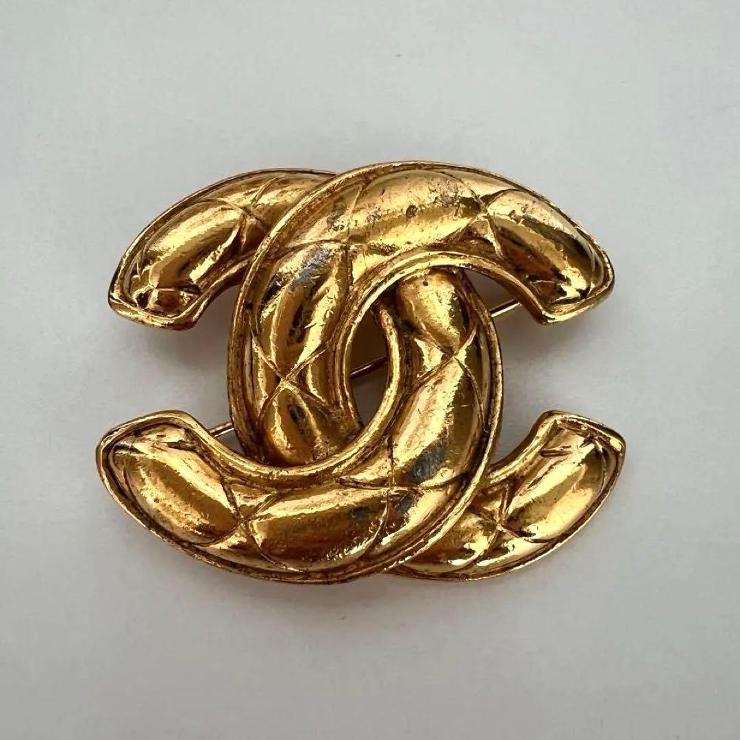 【 CHANEL 】シャネル マトラッセ ゴールド ブローチ