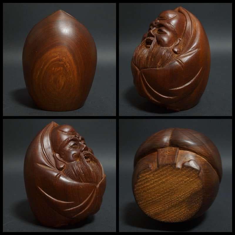 開運 細工木彫り『恵比寿/大黒天/寿老人』 三星福禄寿セット一刀彫り 縁起物置物