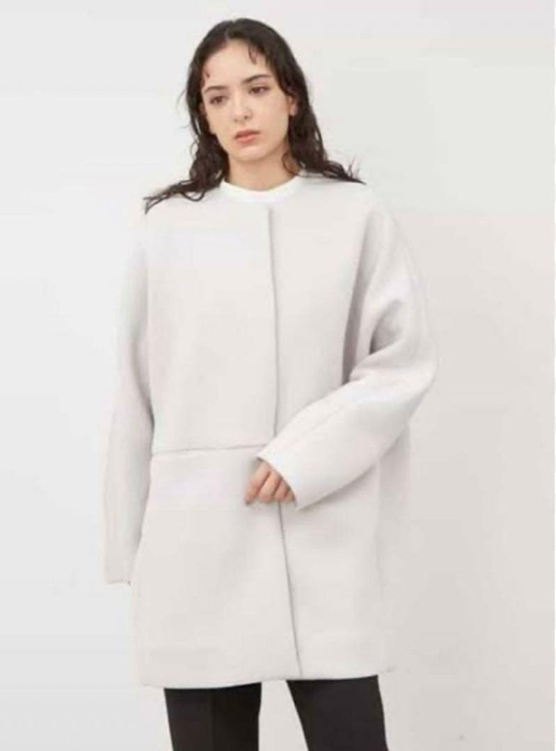 美品♡ミラオーウェン♡ノーカラーコクーンハーフ丈ポンチコート