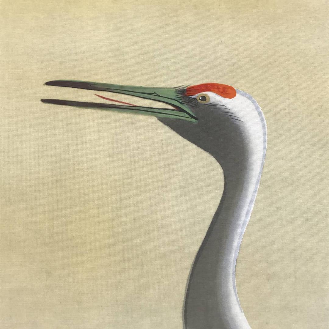 【真作】春王/双鶴図/鶴図/掛軸/名家伝来/AC-486