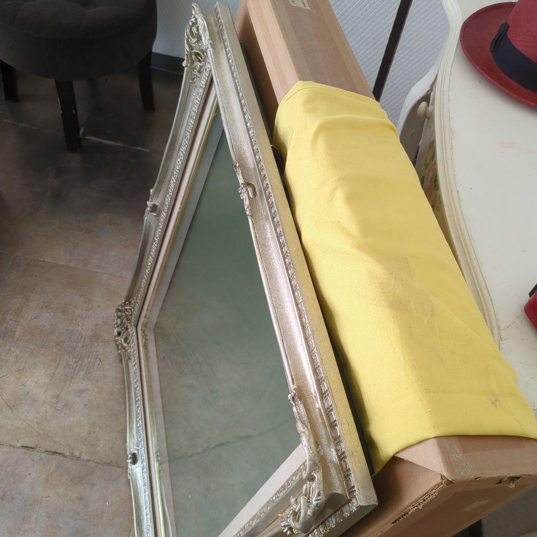 油彩 特大 額縁 F15 額縁 木製 シルバー 渋いシルバー 装飾彫 紙箱