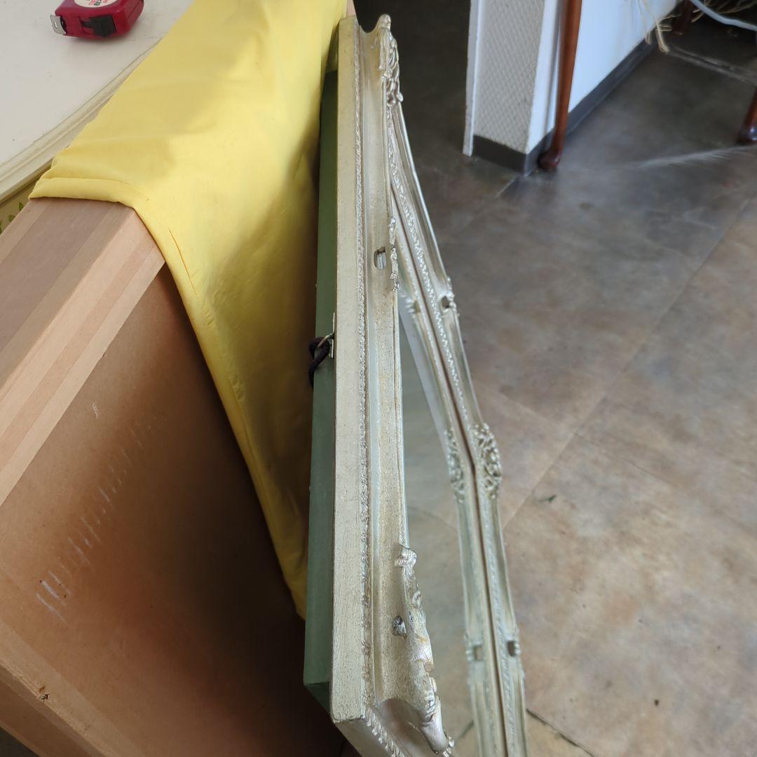 油彩 特大 額縁 F15 額縁 木製 シルバー 渋いシルバー 装飾彫 紙箱