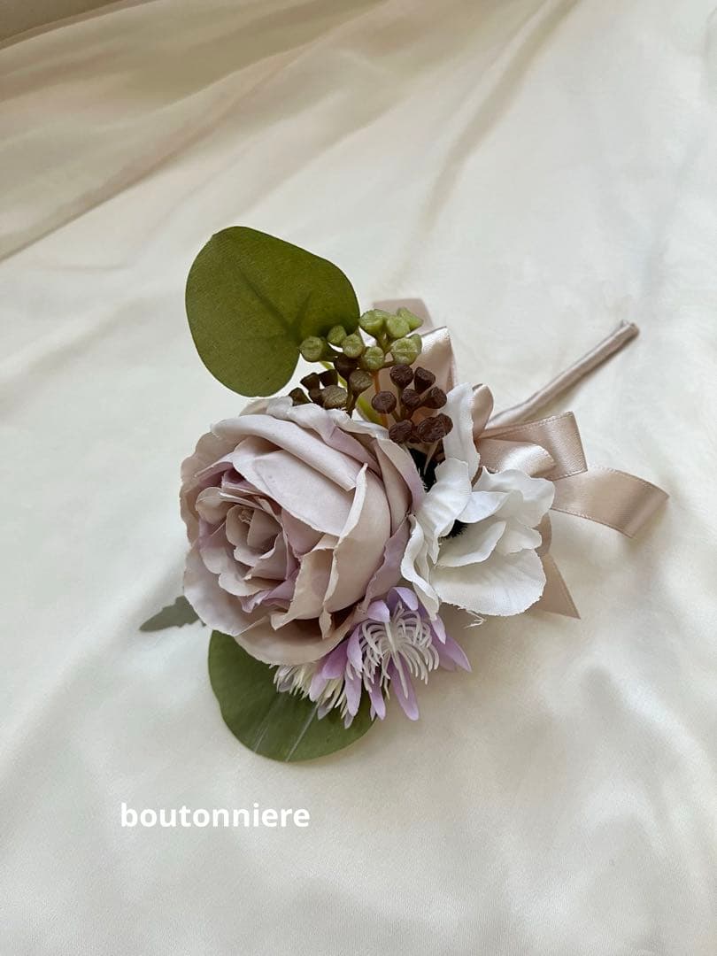 ウェディングブーケとブートニアのセット♡ナチュラルブーケ♡挙式♡前撮り♡
