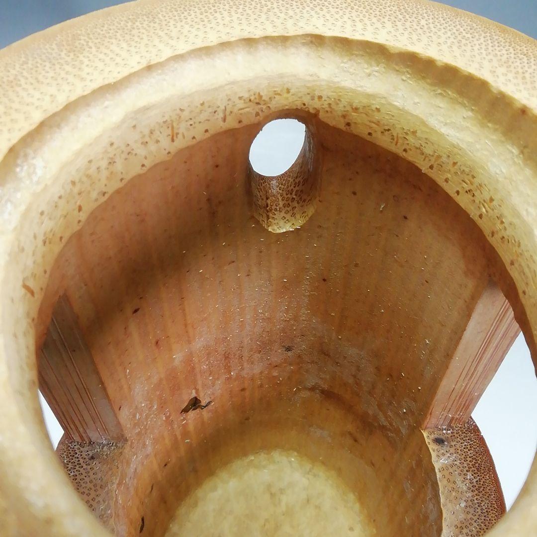 Ｓ４６６　花入　『竹一重切　花入』『大徳寺　立花大亀書』『銘　松風』　共箱