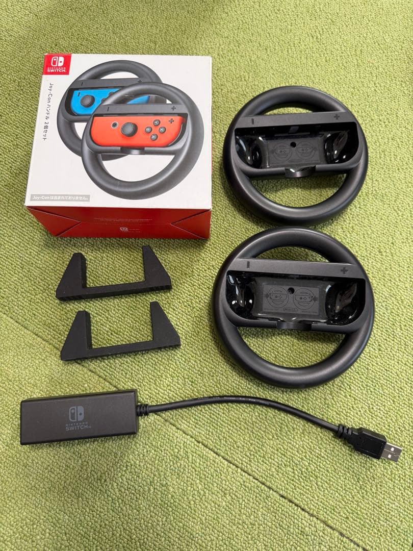 【美品】Nintendo Switch 本体、ハンドルセット、純正LANケーブル