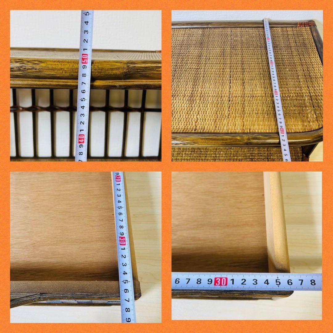 ラタン 籐家具 キャスター付き タイル 引き出し サイドテーブル サイドボード