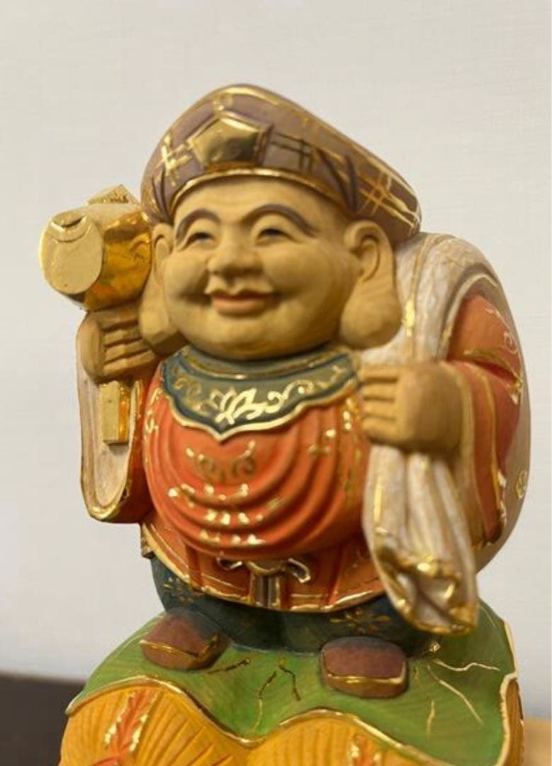 大黒天　新品　美品　仏像　木彫　商売繁盛　柘植　開運