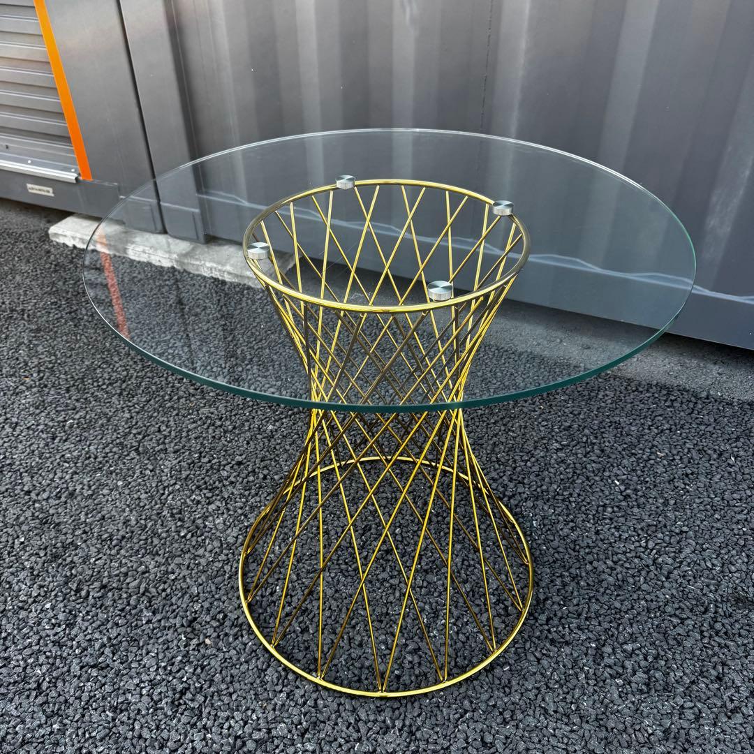 りりり フランフラン　マーリア ダイニングテーブル クリア×ゴールド