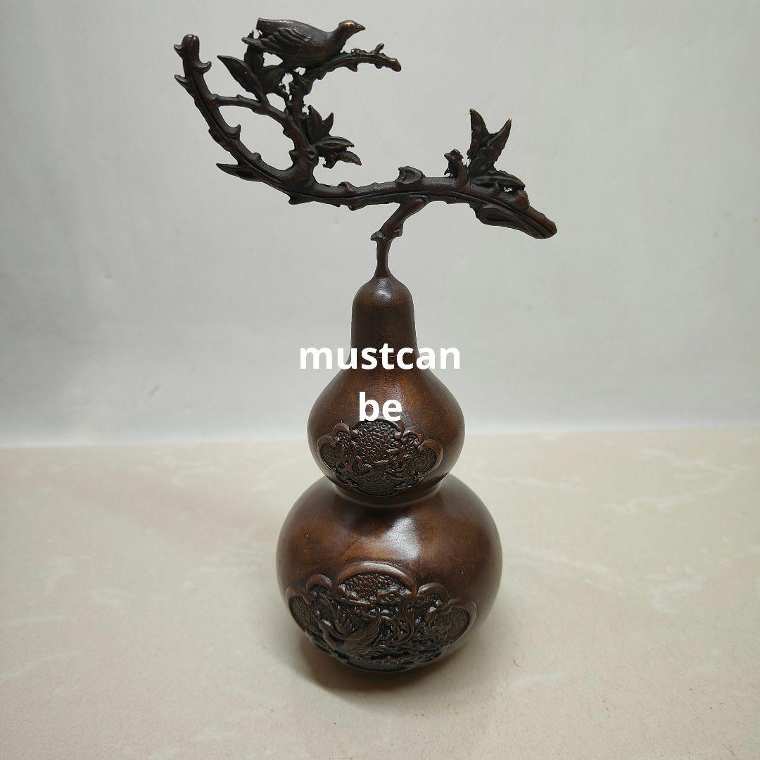 銅 細工 富貴瓢簞 応接間 博古架 茶台 置物 招財 開運 装飾品 工芸品