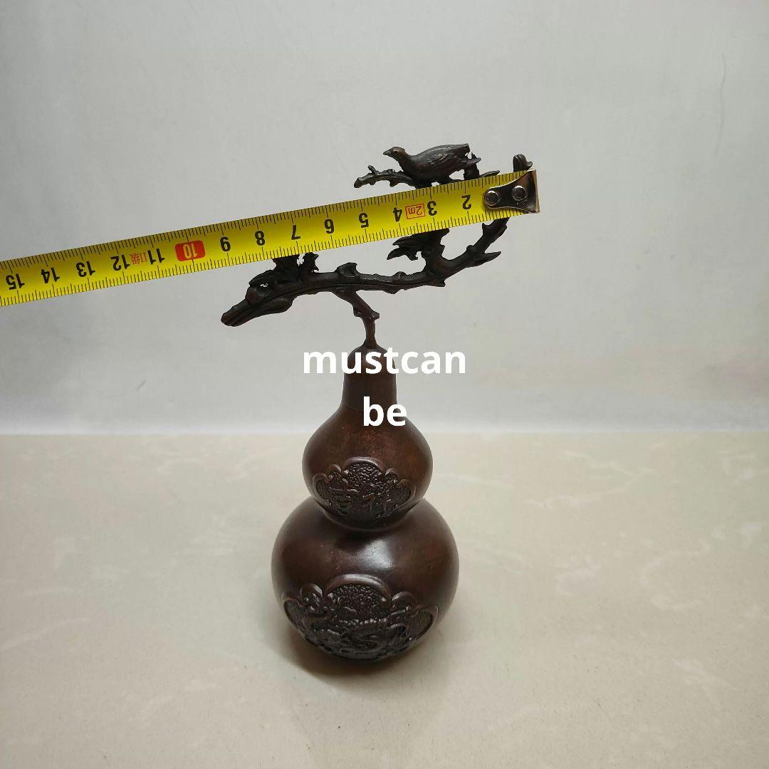 銅 細工 富貴瓢簞 応接間 博古架 茶台 置物 招財 開運 装飾品 工芸品