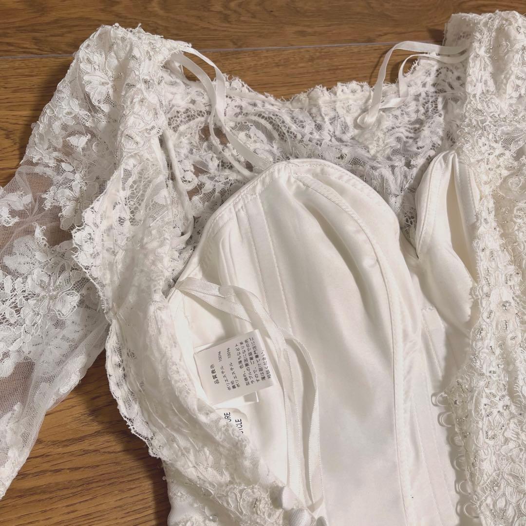 ウェディングドレス　前撮り衣装　袖あり　七分袖