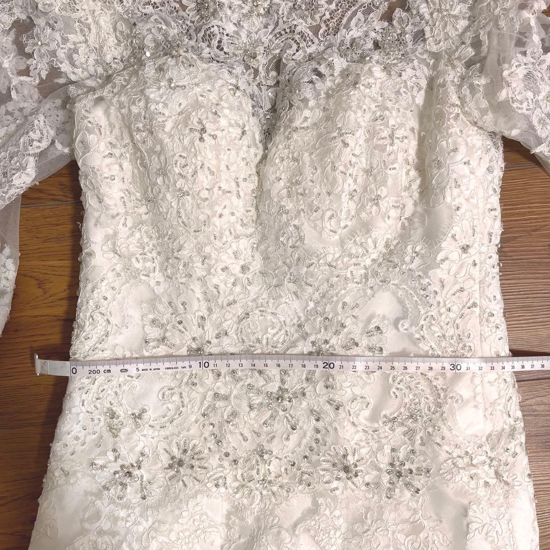 ウェディングドレス　前撮り衣装　袖あり　七分袖