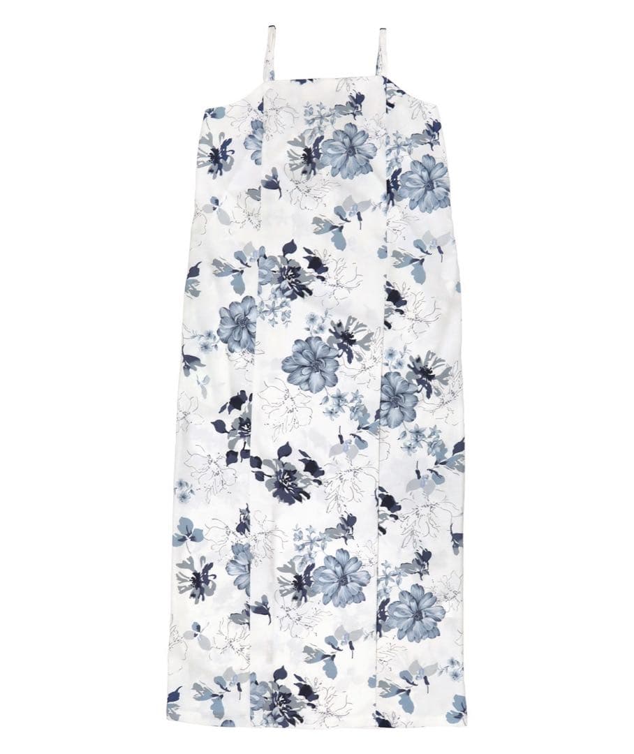 浴衣ワンピース2way水彩ニュアンスブルーフラワーゆかた3点