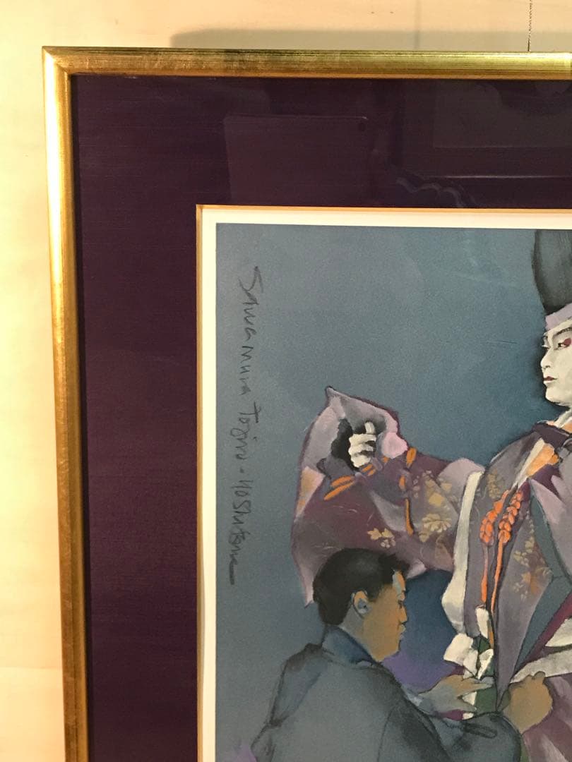 リン松岡　「義経」　リトグラフ　直筆サイン・エディション・作品証明シール有り