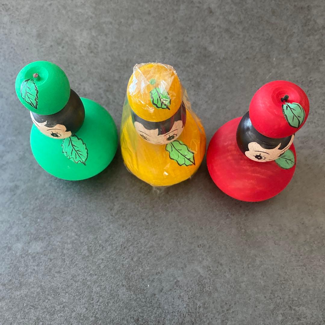 伝統こけし津軽系こけし/山谷レイ工人こけし 津軽りんご三姉妹こけし
