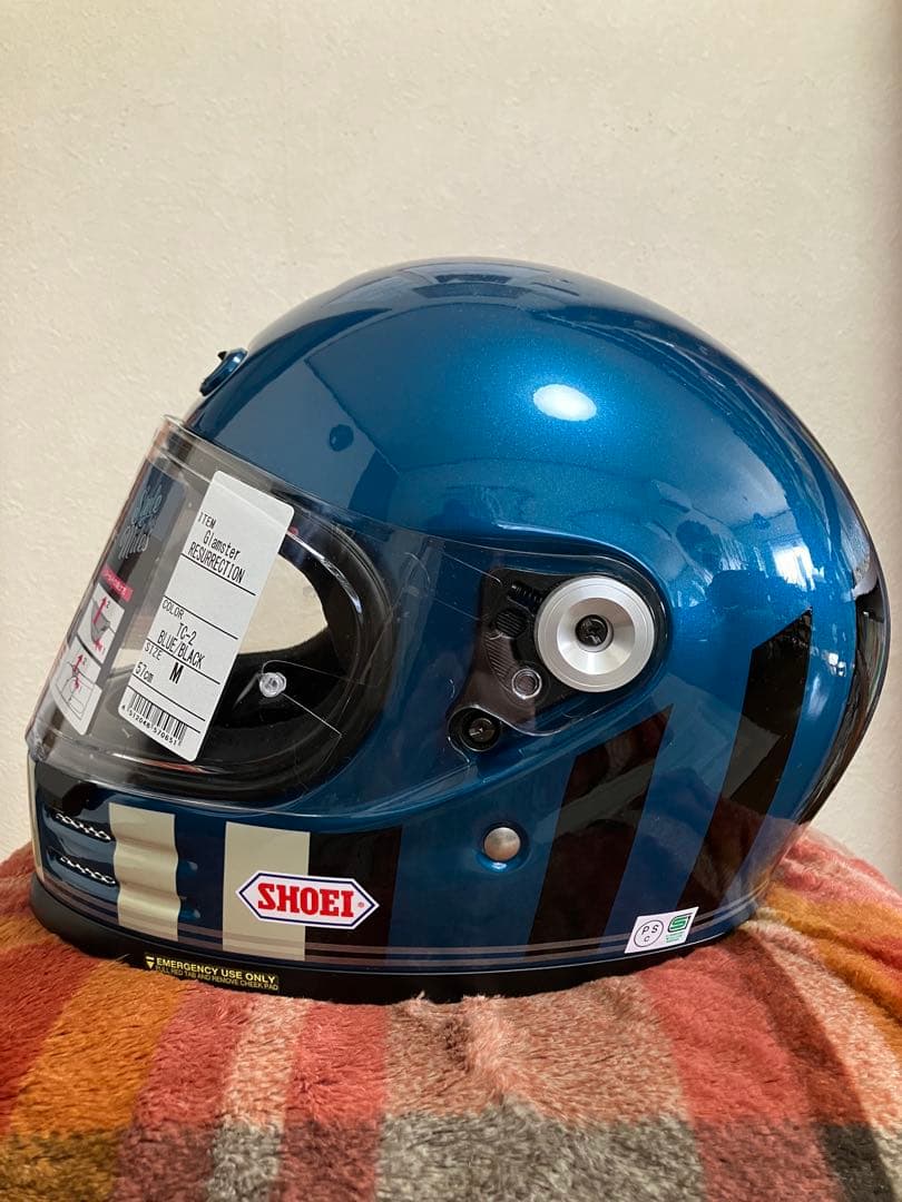 SHOEI Glamster リザレクション青Mサイズ　ミラーシールド付き