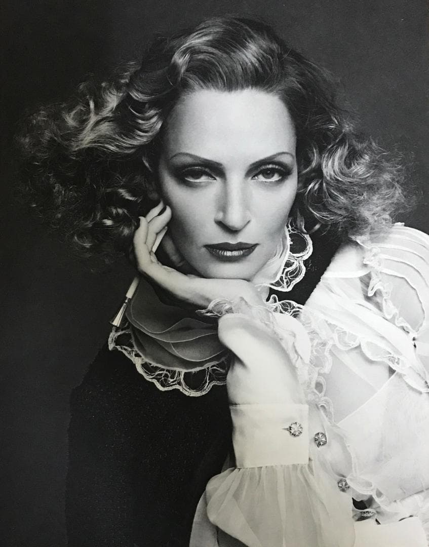 限定額装品/シャネル プリント ブラック ジャケット Uma Thrman