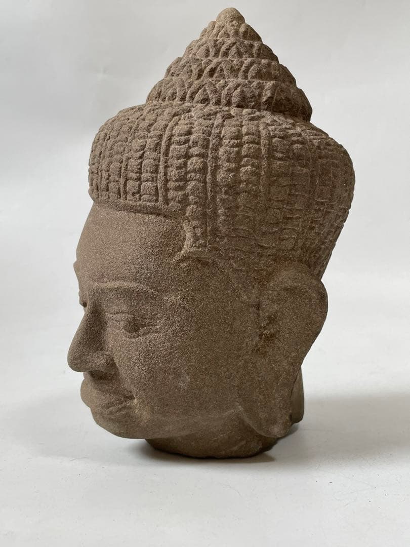 骨董　アンティーク　クメール　仏頭　ブッダ　Buddha head 仏像　石仏