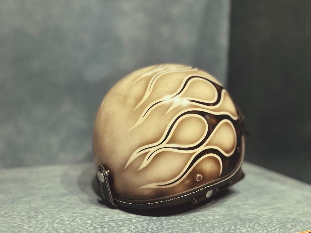 ポリスヘルメット　新品　エイジング加工　ハーレー　チョッパー　ポリヘル