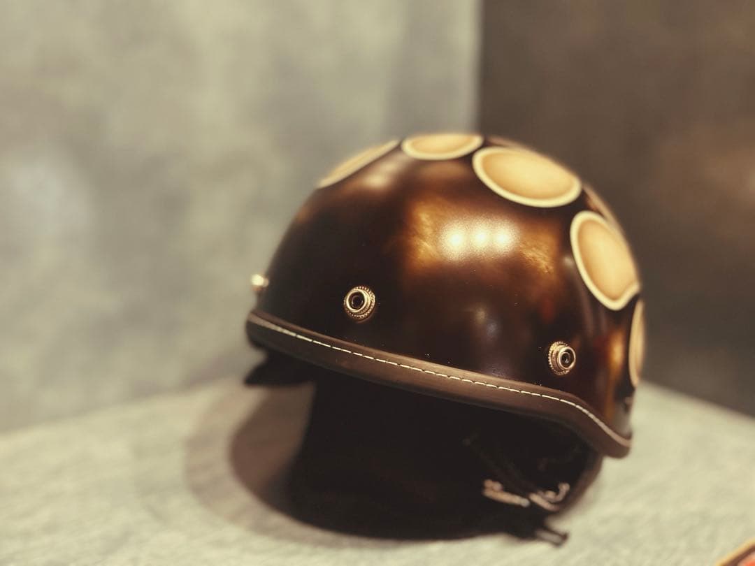 ポリスヘルメット　新品　エイジング加工　ハーレー　チョッパー　ポリヘル