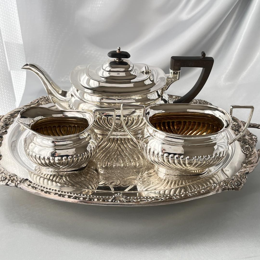 【G W Shirtcliffe & Son】 ハーフリブのティーセット 3点