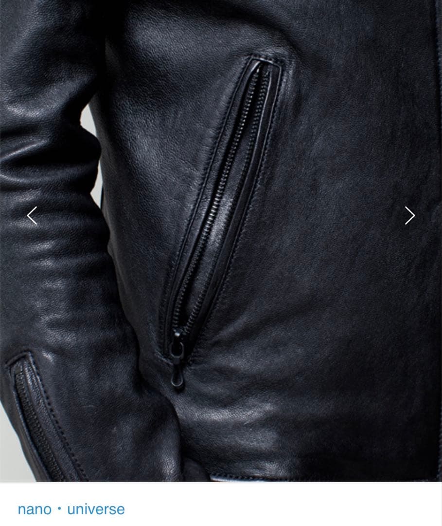 nano・universe ゴートレザー 山羊革 シングルライダースジャケット