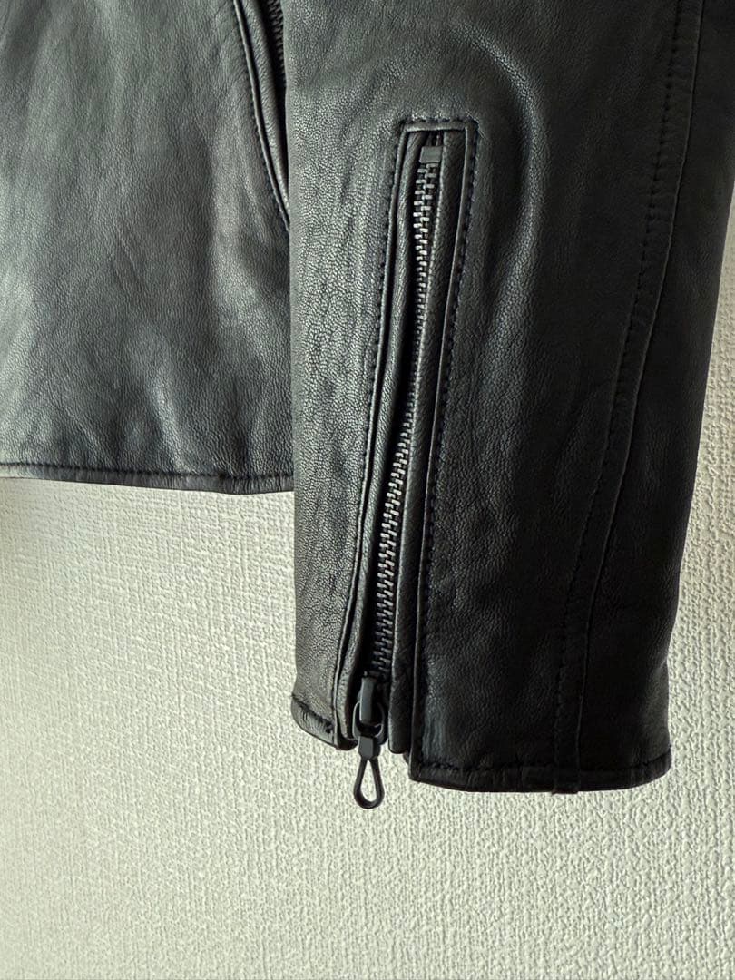 nano・universe ゴートレザー 山羊革 シングルライダースジャケット