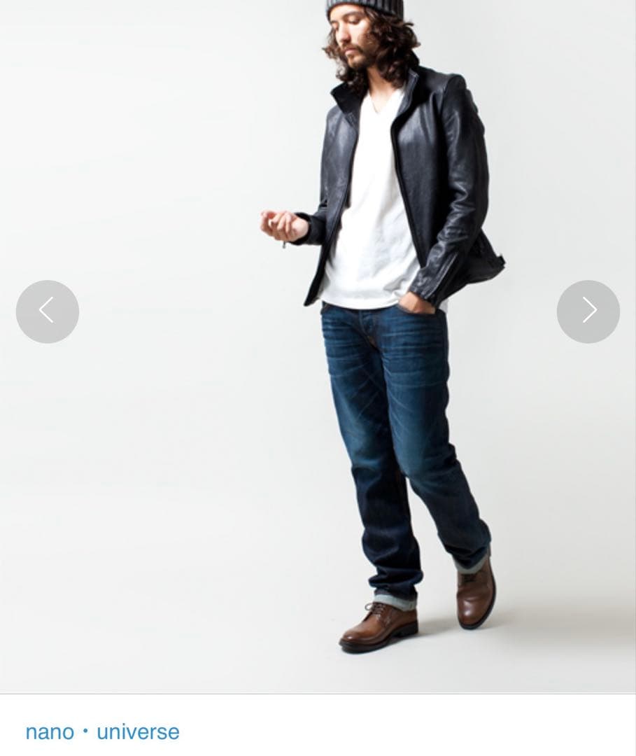 nano・universe ゴートレザー 山羊革 シングルライダースジャケット