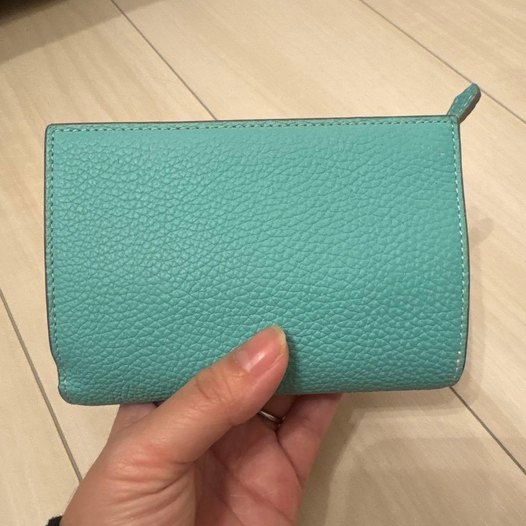 ボナンチュラ　ミントグリーン　レザー 二つ折り財布