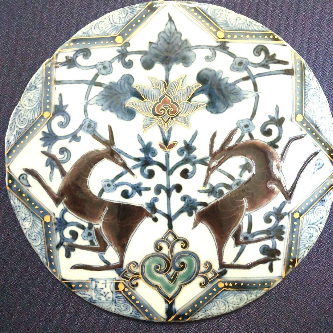 九谷焼 山本長左 陶板 陶額 フィールド紋