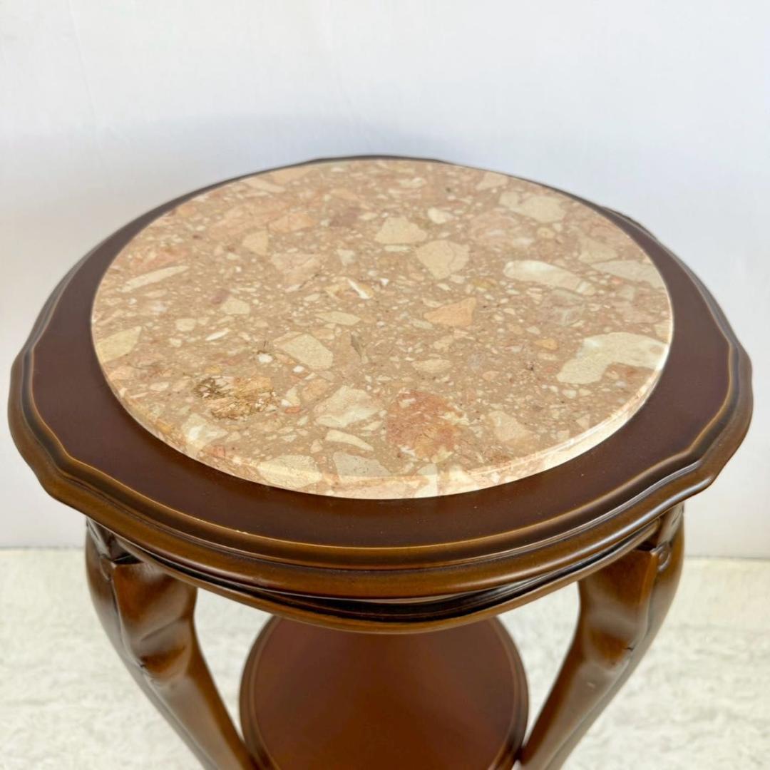 【美品】大理石調　サイドテーブル コンソールテーブル 猫足花台　イタリア製