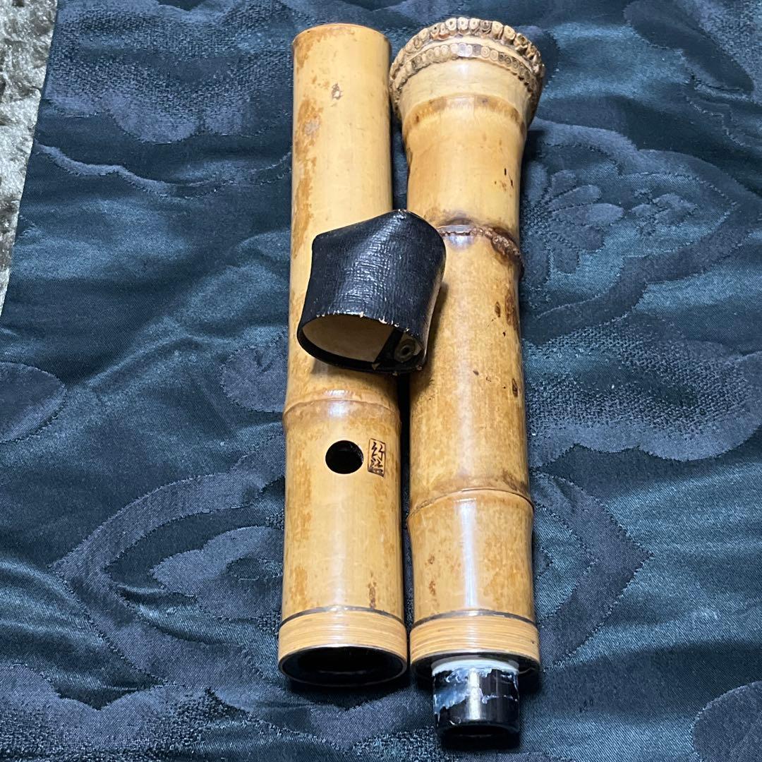 尺八 琴古流 在銘 竹治 1尺5寸管 中継ぎ 籐巻き銀三線 【音出し確認済み】