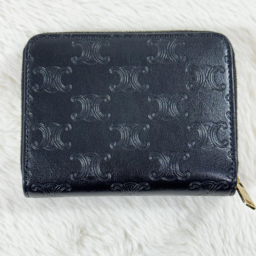 CELINE ケース トリオンフ レザー 黒 型押し 箱付き