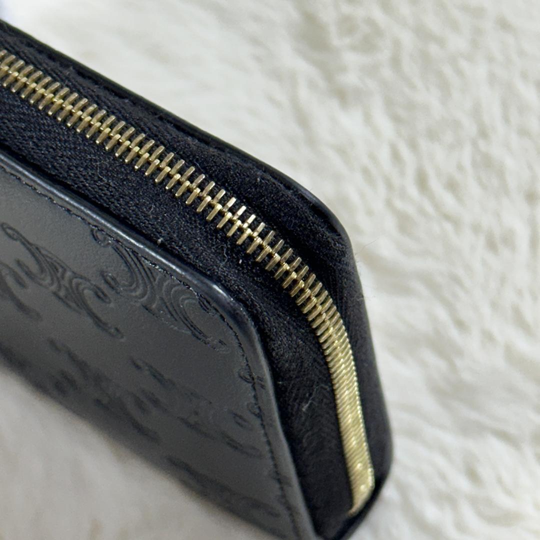 CELINE ケース トリオンフ レザー 黒 型押し 箱付き