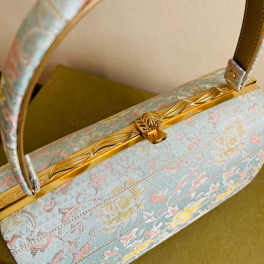 【新品未使用品】振袖用バッグ　草履　成人式　振袖　西陣織　正絹　Lサイズ相当